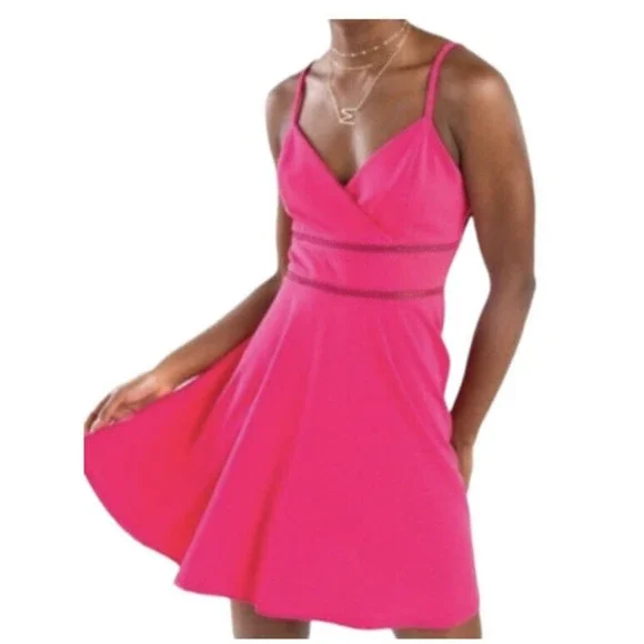 pink floral dress short Pink Floral Print Short Sleeve O Ring Cut Out Ruffle Ruched Dress Large